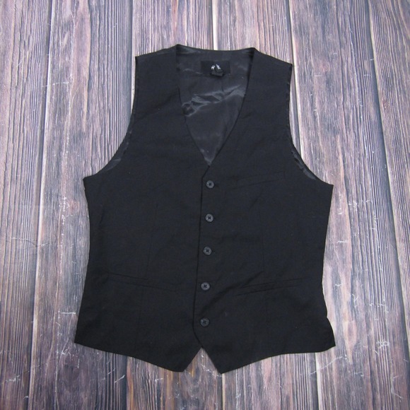 H&M Other - H&M Vest Mens EU 48 Black 3 Piece Slim Polyester Viscose Belted Formal